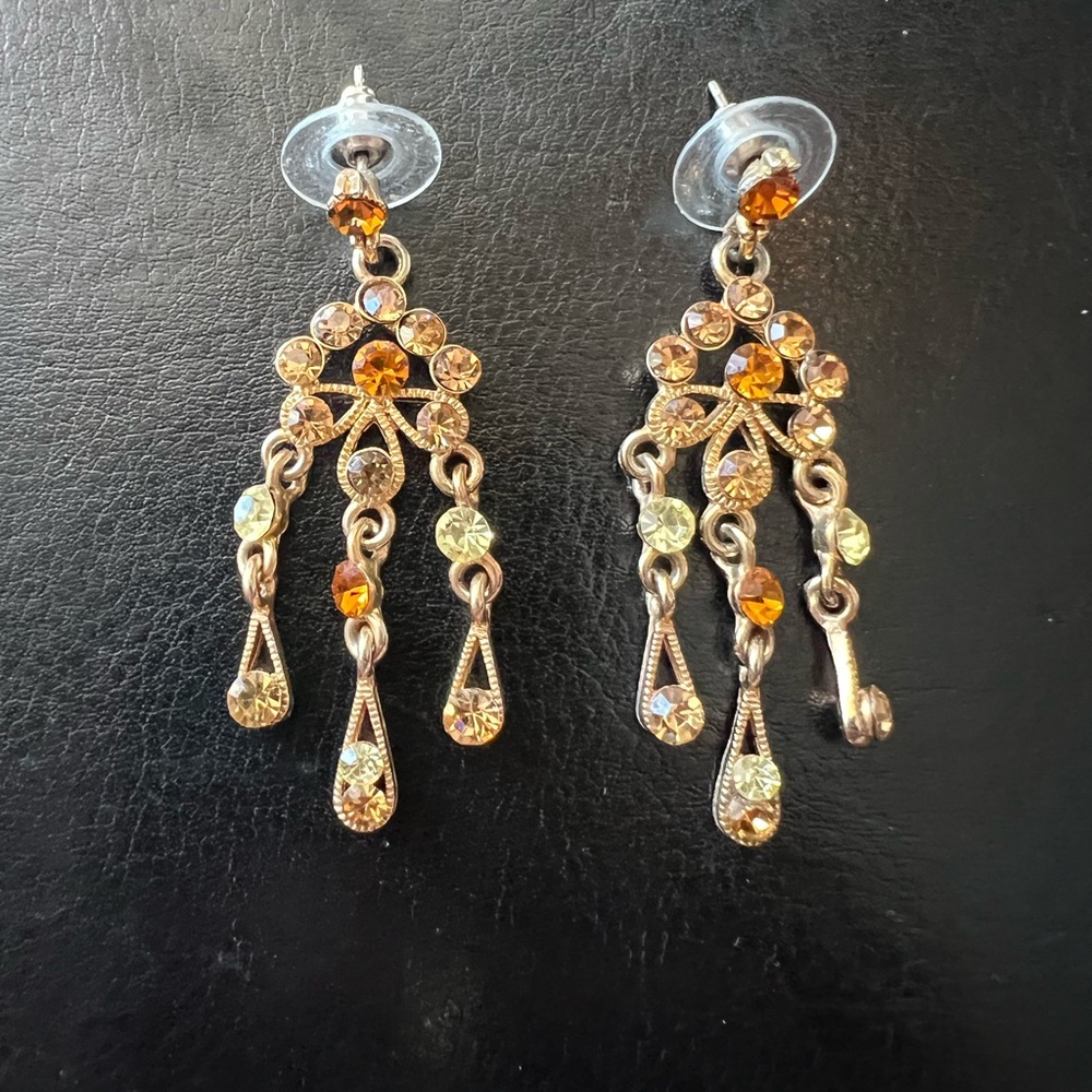 Liz Palacios Swarovski crystal chandelier pierced earrings. Perfect condition.